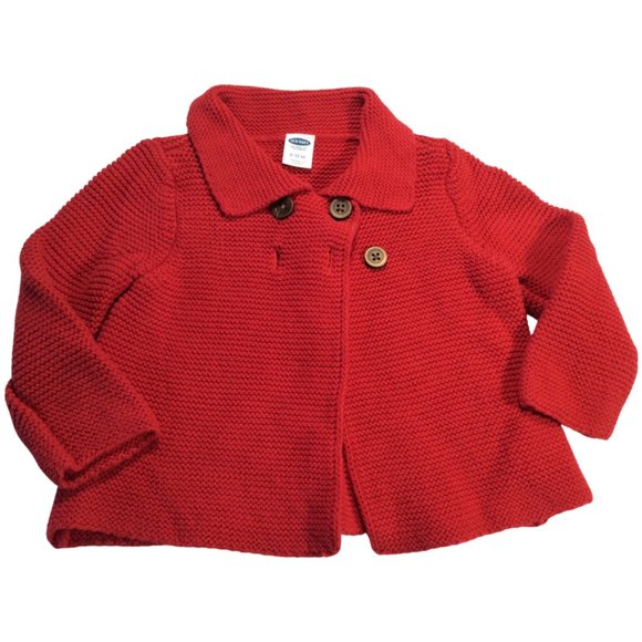 Red Knit Cardigan with Double Buttons - Picture 1 of 2